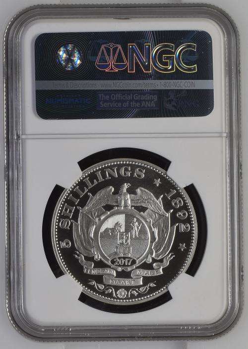 2017 Replica Of The ZAR 1892 Double Shaft 5 Shillings - NGC Graded PF70 Ultra Cameo - 125th Anniv.